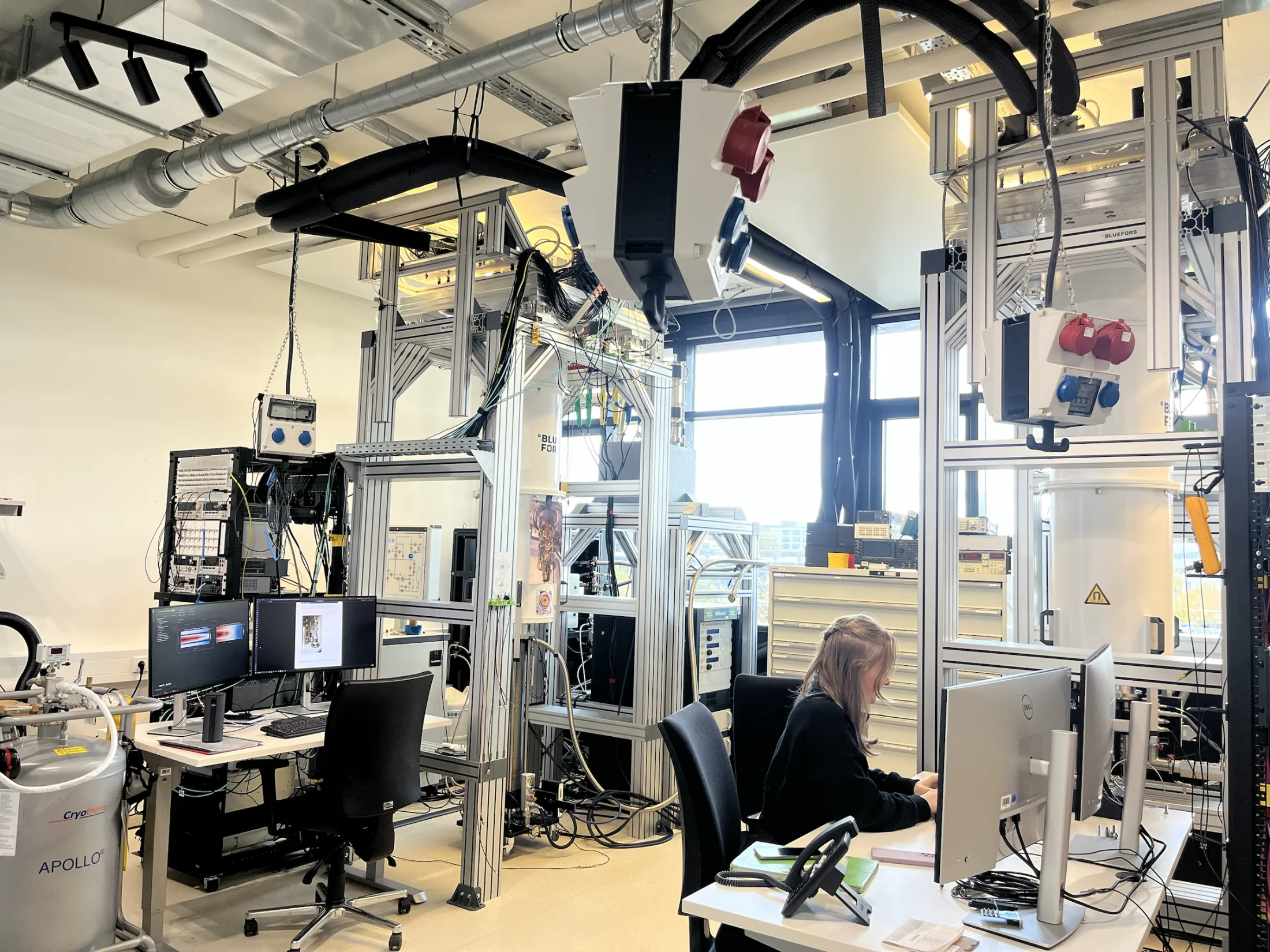 Researcher working at a laboratory workstation